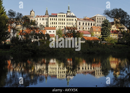 Il centro storico di Loket, Eger fiume Ohre, west Bohemia Repubblica Ceca Foto Stock