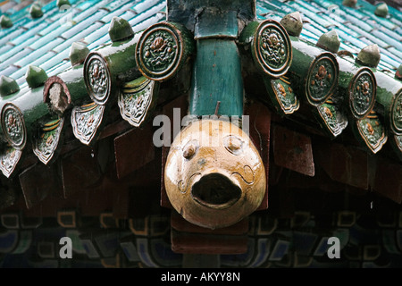 Tetto di legno la figura, Wudangshan monastero, Cina Foto Stock