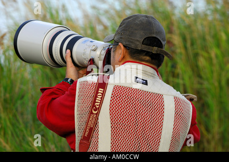 Fotografo di natura al lavoro Foto Stock