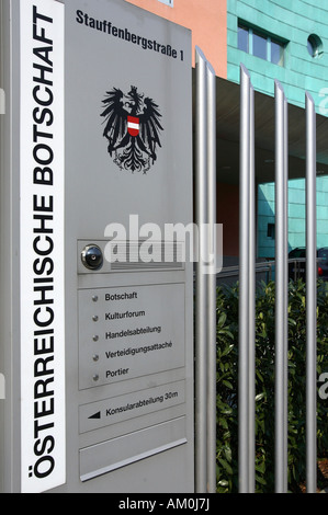 Ingresso e scrittura - Ambasciata austriaca a Berlino, Germania, Europa Foto Stock