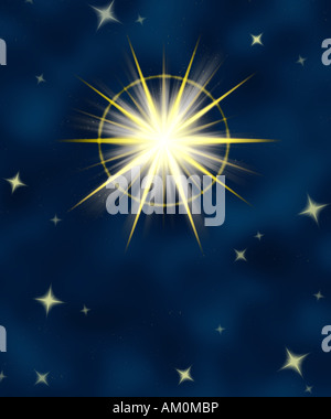 Grande grande stella flare o splendente stella di Natale Foto Stock