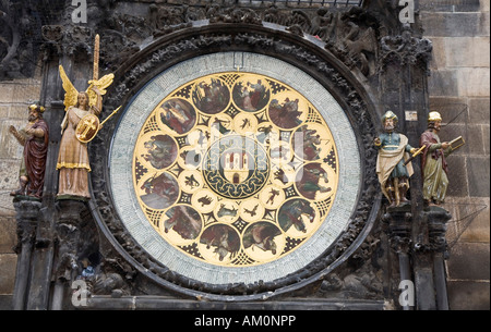 Prague Orloj orologio astronomico vecchio municipio Praga Cechia Foto Stock