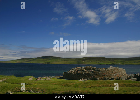 Broch di Gurness sulle isole Orcadi, Scozia Foto Stock