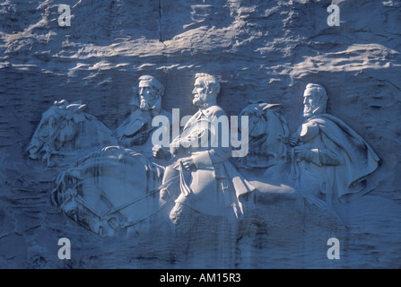 Confederato Guerra Civile Memorial in Stone Mountain Park Atlanta GA in granito raffiguranti Jefferson Davis Robert e Lee e Foto Stock