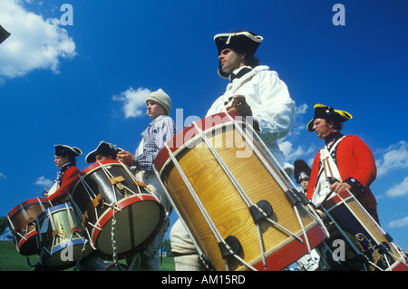 Rievocazione storica Daniel Boone Homestead brigata della Rivoluzione Americana esercito continentale fanteria Fife e tamburo Foto Stock