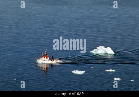 Barca da pesca, Disko Bay, Ilulissat, Danmark Foto Stock