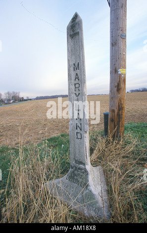 Marker al Mason Dixon linea che separa il Nord dal Sud durante la guerra civile in Pennsylvania e Maryland Foto Stock