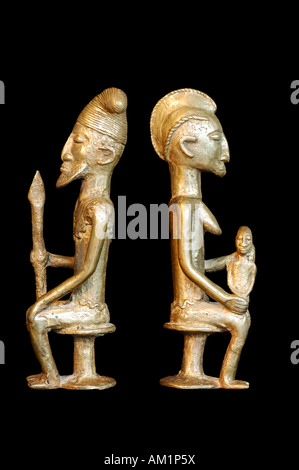 Coppia reale, statue in bronzo, Mali, Africa Foto Stock
