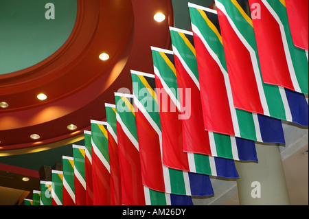 South African flag, Parlamento nazionale, Cape Town, West Cape, Sud Africa Foto Stock