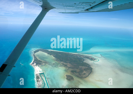 Riprese aeree del Sud Bimini, Bimini Islands, da un aereo privato, Bahamas, dei Caraibi Foto Stock