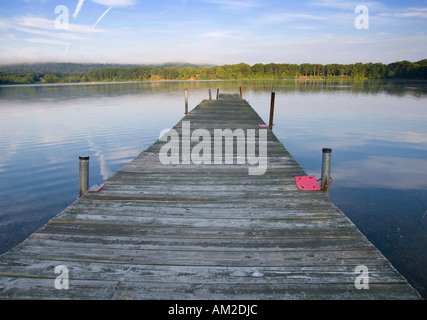 Il molo che conduce in un lago Foto Stock