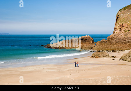 Isole del Canale Plemont Beach Jersey Foto Stock