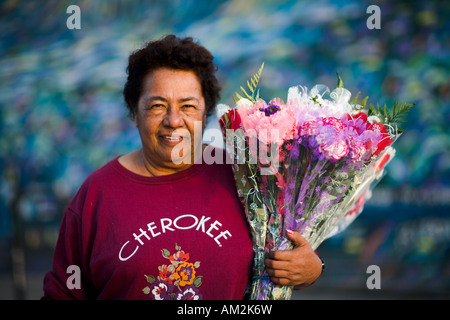 Venditore di fiori di Venice Beach Los Angeles County in California negli Stati Uniti d'America Foto Stock