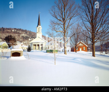 church in Sharon Vermont USA winter Foto Stock
