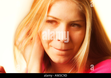 Ritratto di ragazza adolescente con expression Foto Stock