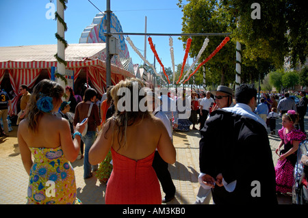 Spagna Andalusia Siviglia Los Remedios Distretto durante la Feria de Abril Foto Stock