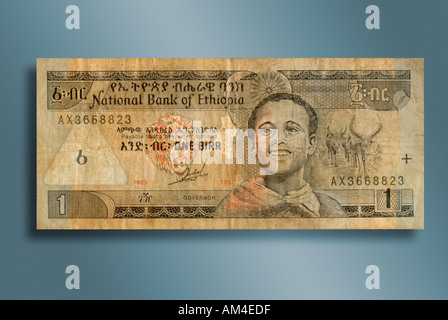 1 birr bill di Etiopia Foto Stock