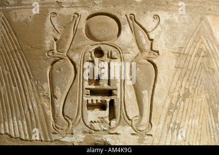 Cobra hieroglyph su colonna Medinet Habu tempio Egitto Nord Africa Foto Stock