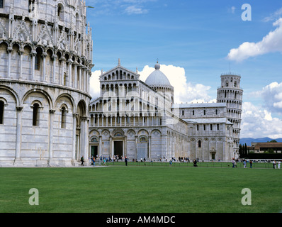 La cattedrale, il Battistero e il Campanile, il Campo dei Miracoli, Pisa Foto Stock