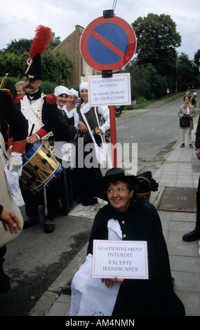 Ri-enazione della battaglia di Waterloo in Plancenoit, Belgio Foto Stock