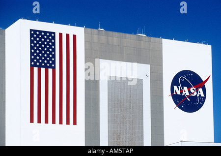 La NASA space shuttle edificio di assemblaggio, John F Kennedy Space Center di Cape Canaveral, Brevard County, Florida, Stati Uniti d'America Foto Stock