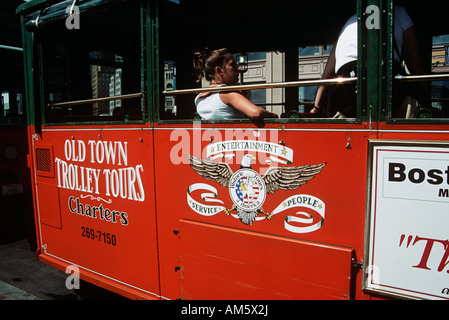 Old Town Trolley Tour bus, Boston, Massachusetts, New England, STATI UNITI D'AMERICA Foto Stock