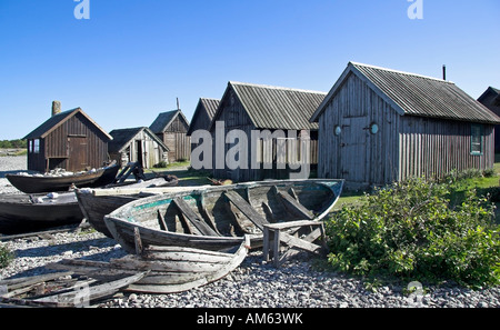 Villaggio di Pescatori Helgumannen, Isola Faroe, Gotland, Svezia e Scandinavia Foto Stock