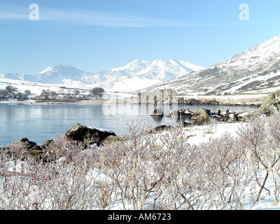 Monte Snowdon da Llyn Mymbyr (Meteo Regno Unito) Foto Stock