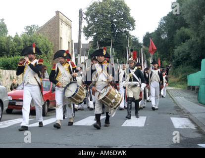 Ri-enazione della battaglia di Waterloo in Plancenoit, Belgio Foto Stock