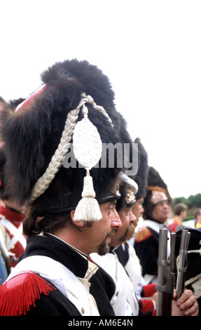 Ri-enazione della battaglia di Waterloo in Plancenoit, Belgio Foto Stock