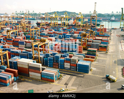 Aeriel vista del porto di Singapore. Foto Stock
