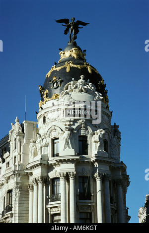 Madrid Spagna metropoli edificio sulla Gran Via Foto Stock