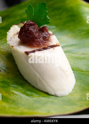 Pollo boudin blanc crostino gourmet food editoriale Foto Stock