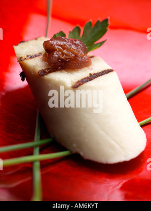 Pollo boudin blanc crostino gourmet food editoriale Foto Stock