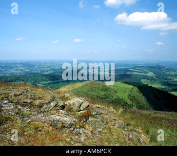 Vista su tutta herefordshire dalla collina nord Malvern Hills Inghilterra Foto Stock