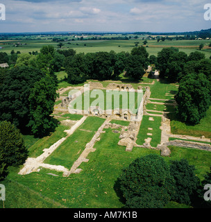 Hailes Abbazia una rovina C13 abbazia cistercense GLOUCESTERSHIRE REGNO UNITO vista aerea Foto Stock