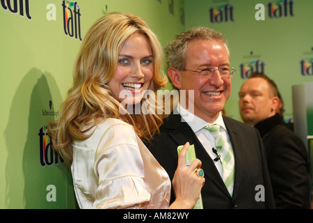 Modello di Heidi Klum, Schwarzkopf conferenza stampa il Grandhotel Schloss Bensberg, Bergisch-Gladbach, Nord Reno-Westfalia, Germania Foto Stock