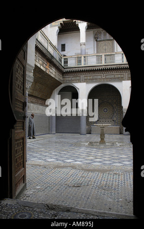 La protezione di un palazzo uninhabitated nella ex harem, Fes, Marocco Foto Stock