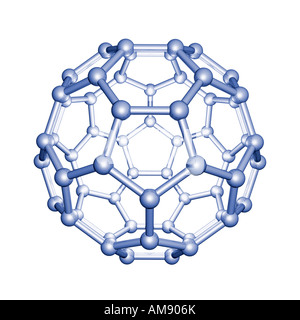 Modello 3d di un buckyball (molecole di carbonio). Foto Stock