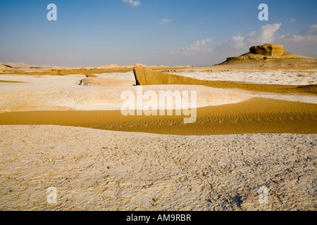 Vista su campo yardang , Dakhla Oasis, Egitto , Africa del Nord Foto Stock