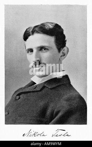 Nikola Tesla il serbo scienziato e inventore che ha reso il suo nome in America soprattutto nel campo dell'elettricità Foto Stock