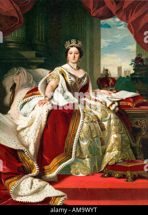 La regina Victoria Winterhalter 1859 ritratto di Sua Maestà vestita di incoronazione accappatoi Foto Stock