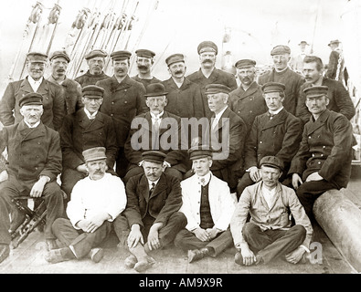 Roald Amundsen ed equipaggio a bordo la Fram a Hobart in Tasmania marzo 1912 sul loro ritorno dal Polo Sud Foto Stock