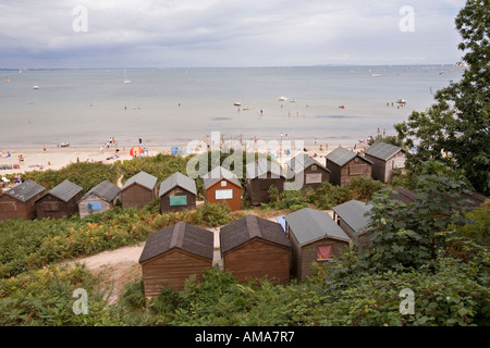 Dorset Regno Unito Studland Bay spiaggia centrale e rifugi Foto Stock