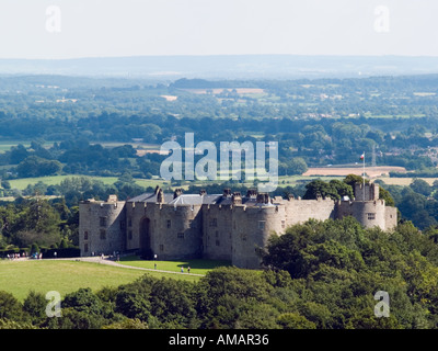 CHIRK CASTLE e la campagna circostante dalla vicina collina su suolo pubblico al di fuori della proprietà del National Trust. Chirk Wrexham Wales UK Gran Bretagna Foto Stock