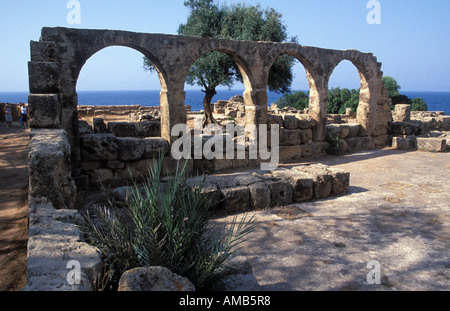 Basilica di San Crispinus rovine a Tipaza Algeria 2003 Foto Stock