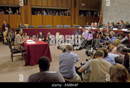 National Security Advisor Dr Condoleezza Rice testimonia prima del 9 11 Commissione di Washington Foto Stock