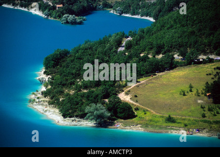 Il lago di Fiastra Macerata Campagna Marche Sibillini Appennino Italia Europa Foto Stock