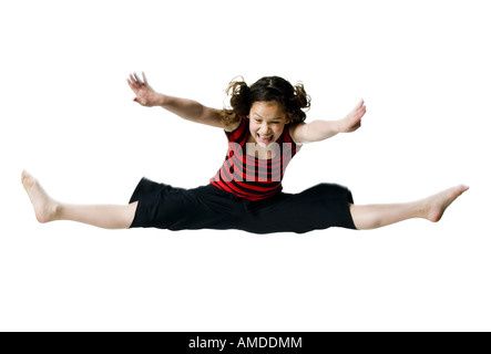 Ragazza che salta Foto Stock