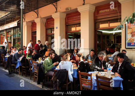 Grecia Atene Attica bairaktaris ristorante in piazza Monastiraki Foto Stock